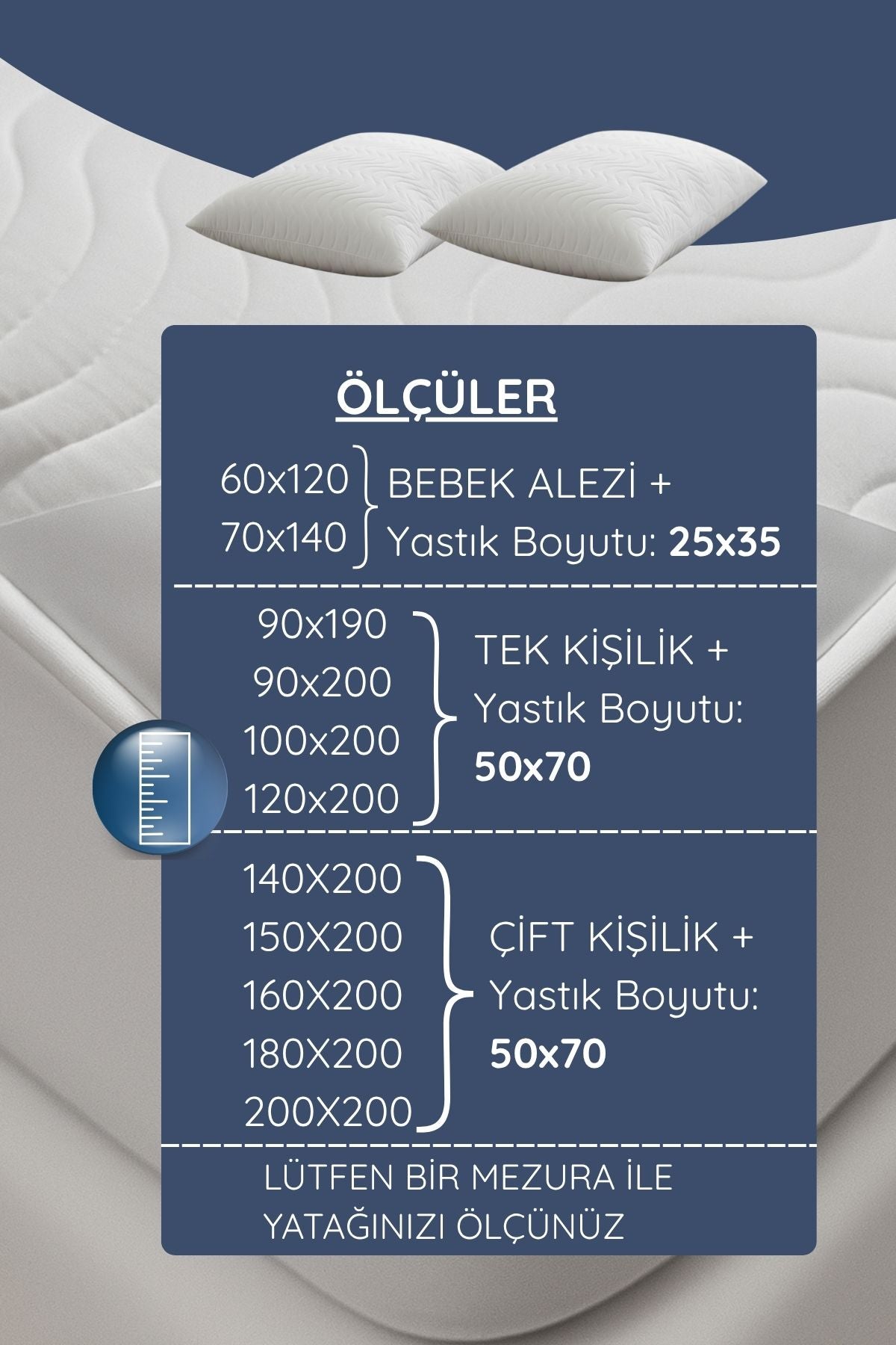 %100 Pamuk Yüzeyli Premium Alez Seti, Sıvı Geçirmez Yatak Alezi - 2 Adet Premium Yastık Koruyucu Alez