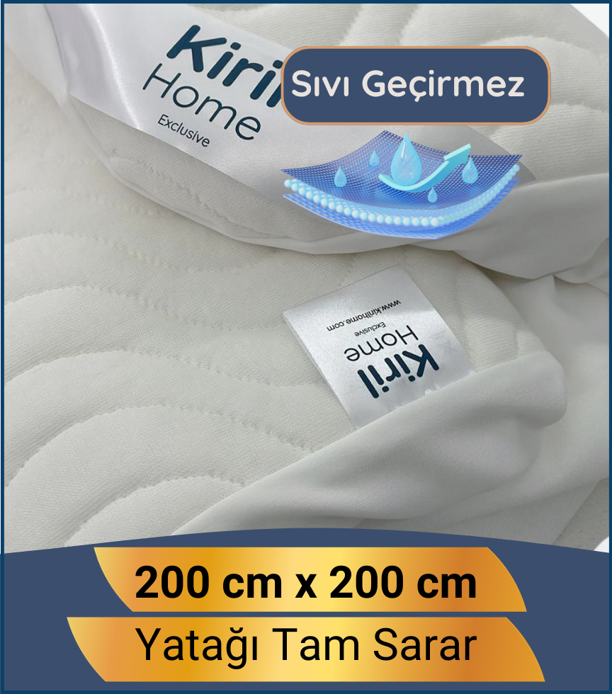 Premium Çift Kişilik Alez 200x200 Pamuklu Yüzey %100 Sıvı Geçirmez