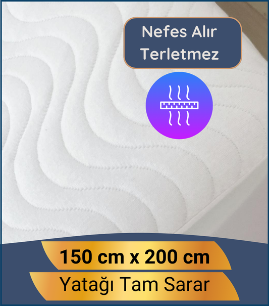 Premium Çift Kişilik Alez 150x200 Pamuklu Yüzey %100 Sıvı Geçirmez