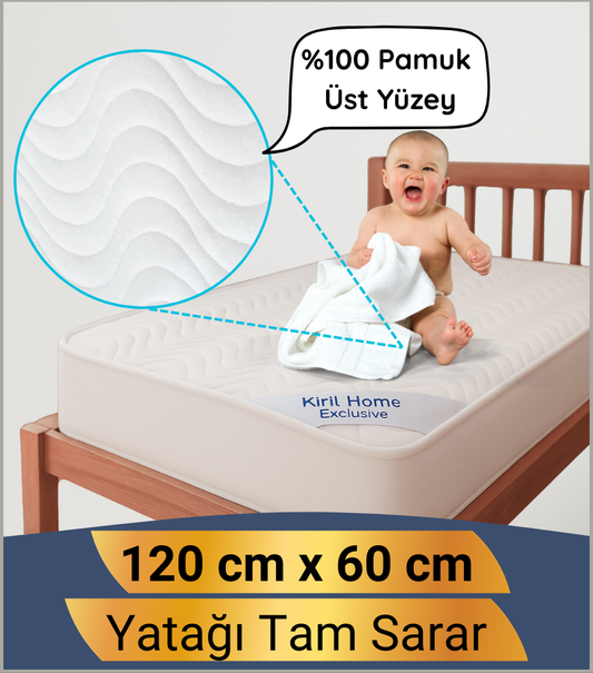 Premium Bebek Yatak Alezi 60x120 cm Pamuklu Yüzey