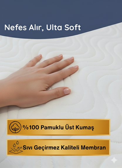 Premium %100 Pamuk Üst Yüzey, Sessiz Sıvı Geçirmez Yatak Koruyucu Alez