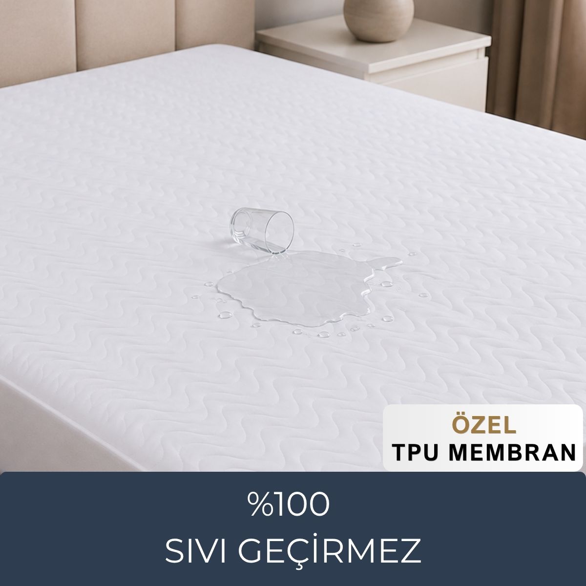 Yumuşak & Dolgun Premium Yatak Alezi – %100 Pamuk Yüzeyli, Sessiz ve Sıvı Geçirmez 160x200