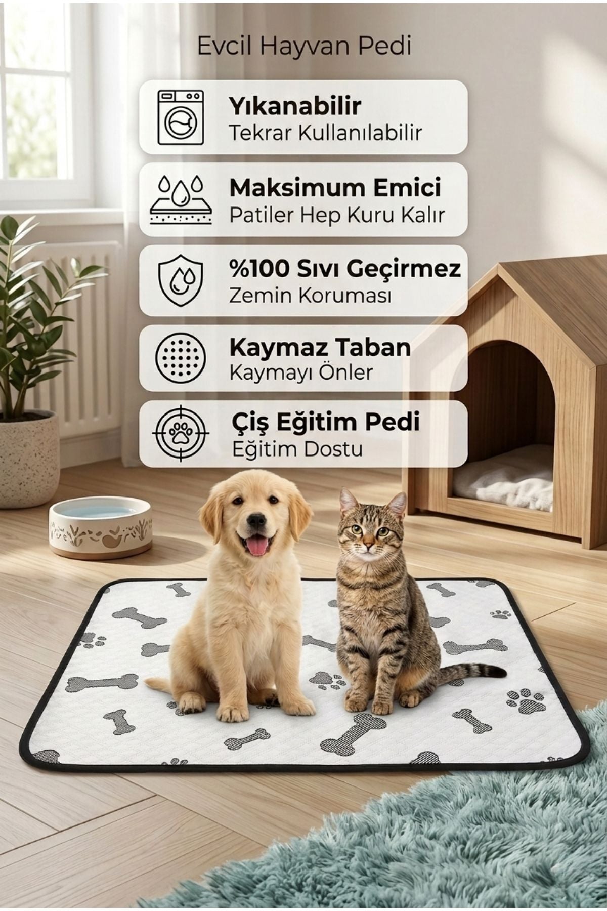 70x90 Sıvı Geçirmez Yıkanabilir Emici Kedi Köpek Çiş Pedi