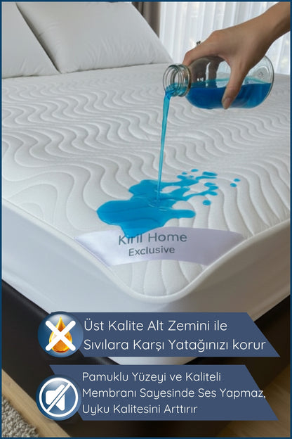 Premium Dolgun Sıvı Geçirmez Yatak Alezi | %100 Pamuklu Yüzey | Ultra Sessiz | Full Kenar | Yumuşak