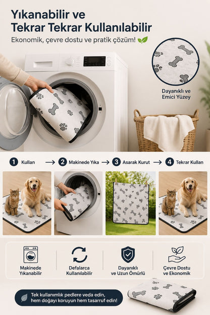 2'li 70x90 Sıvı Geçirmez Yıkanabilir Emici Kedi Köpek Çiş Pedi