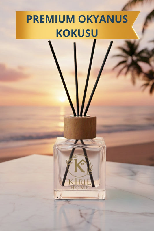 Okyanus Ahşap Kapaklı Bambu Çubuklu Premium Oda Kokusu 100 ml