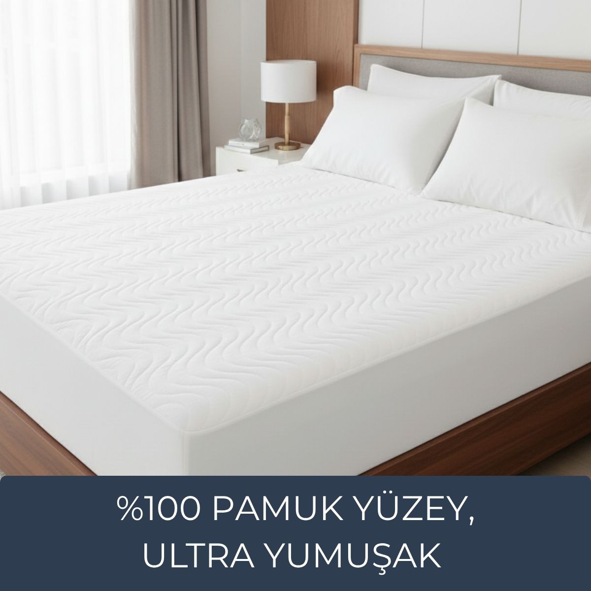 Yumuşak & Dolgun Premium Yatak Alezi – %100 Pamuk Yüzeyli, Sessiz ve Sıvı Geçirmez 160x200