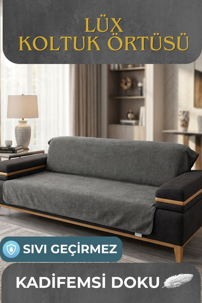 Sıvı Geçirmez Koltuk Örtüsü `| Antrasit | Velvet Kumaş | Kadifemsi