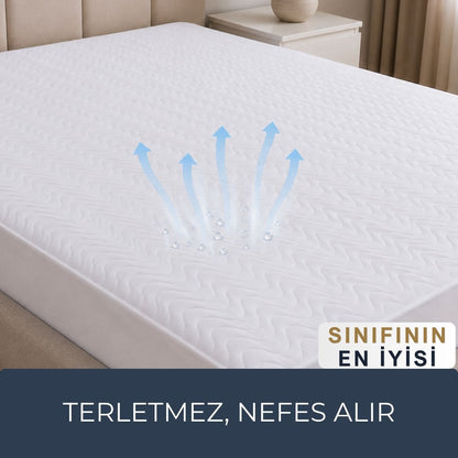 Yumuşak & Dolgun Premium Yatak Alezi – %100 Pamuk Yüzeyli, Sessiz ve Sıvı Geçirmez 160x200