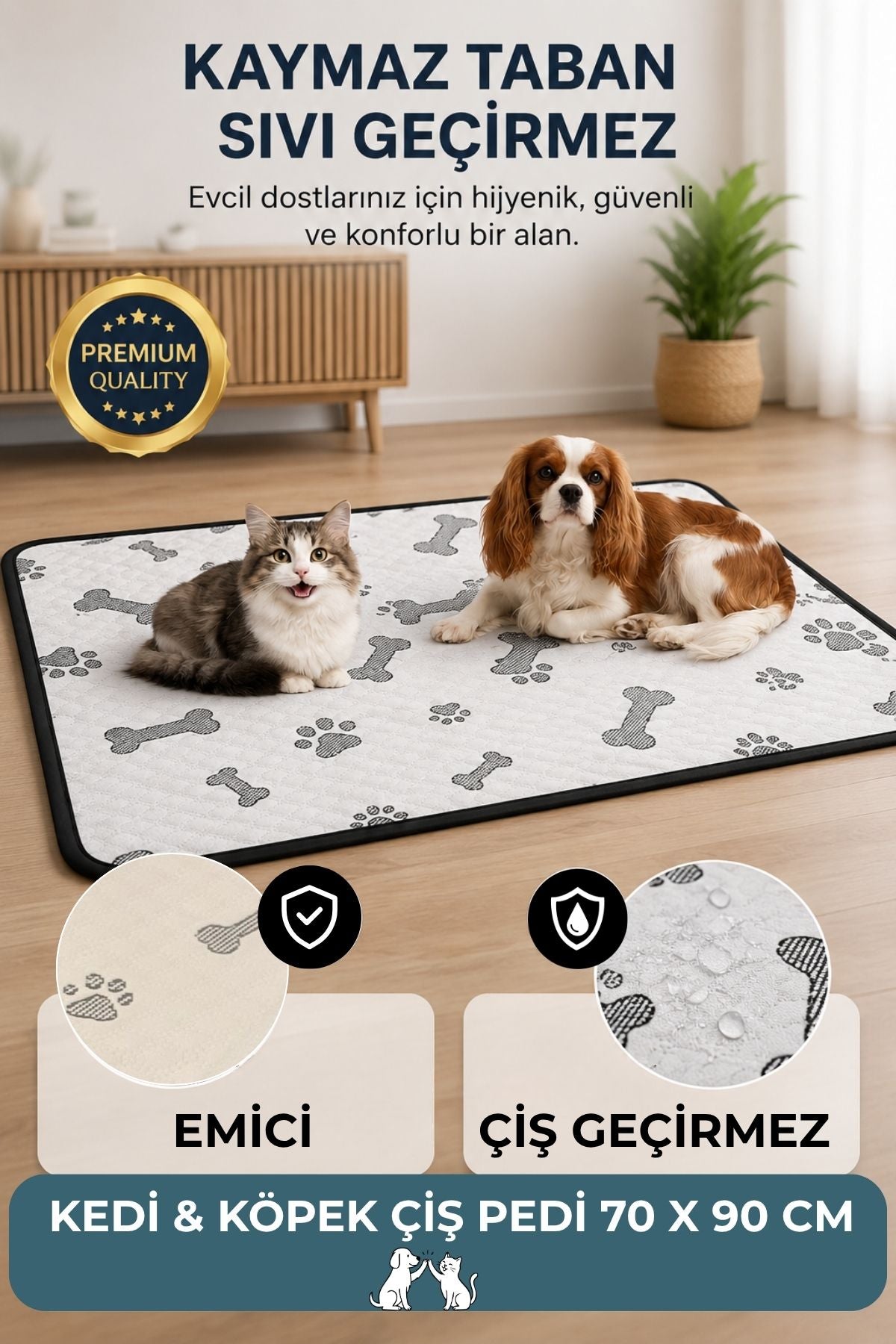70x90 Sıvı Geçirmez Yıkanabilir Emici Kedi Köpek Çiş Pedi