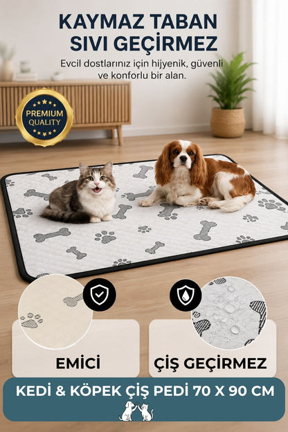 70x90 Sıvı Geçirmez Yıkanabilir Emici Kedi Köpek Çiş Pedi